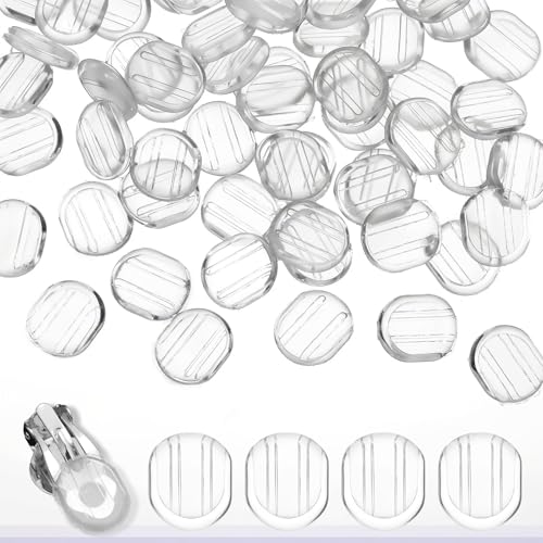 60 Stück Ohrring-Pads aus Silikon für Clip-On-Ohrringe, transparentes Silikon, Clip-on-Ohrring-Verschlüsse, Komfort-Clip-On-Ohrringe, Kissen, transparent von Psyqtsuary