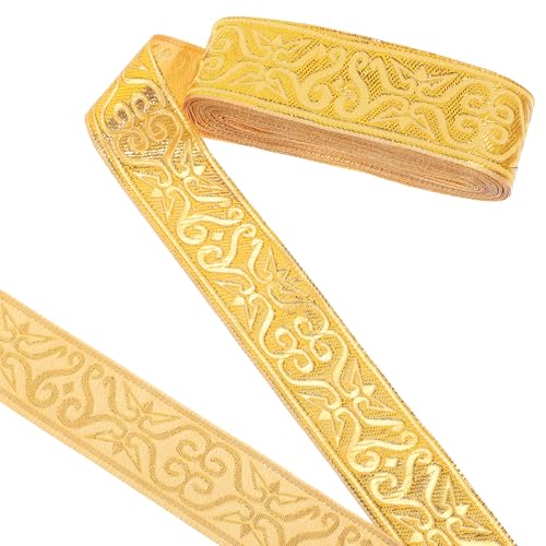 7,7 Yards Gold Jacquard Band Breites Boho Gewebtes Band Ethnisches Blumenband 1-1/4 Zoll Gold-Silber Stoffbänder Goldene Borte für Nähen DIY Handwerk Kostüm Heimdekoration von Psyqtsuary