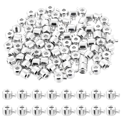 80 Stück Quetschperlen für Schmuckherstellung, silberfarbene runde Quetschperlen, Messing, Metall, runde Stopper, Quetschperlen, silberne Abstandshalter für DIY-Armbänder, Schmuckherstellung von Psyqtsuary