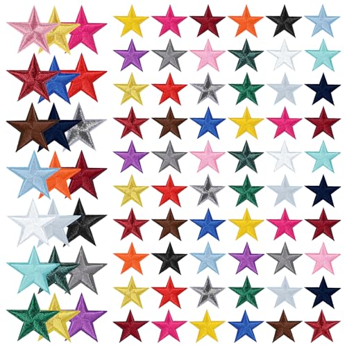 84 Stück Stern-Aufnäher zum Aufbügeln, dekorative Flicken zum Aufnähen, Mini-Aufnäher mit 5 Sternen, bestickte Stickereien, für Kleidung, Hüte, DIY, Jeans, Jacken, Rucksäcke (mehrfarbig) von Psyqtsuary