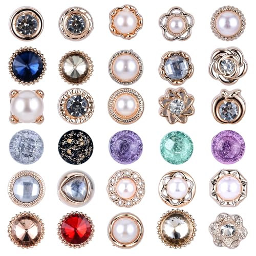 Broschen für Kleidung, 30 Stück Gemischte Farben Juwel Brosche Damen Perlen Blumen Edelsteine Knöpfe Ohne Nähen Anstecker Pin Wunderschön Buttons Selber Machen Anstecknadeln Pins, für Kleider Cardigan Broschen für Kleidung, 30 Stück Gemischte Farben Juwel Brosche Damen Perlen Blumen Edelsteine Knöpfe Ohne Nähen Anstecker Pin Wunderschön Buttons Selber Machen Anstecknadeln Pins, für Kleider Cardigan von Psyqtsuary
