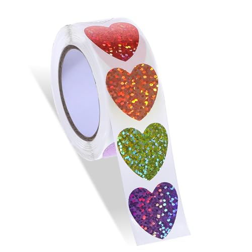 Glitzer Herz Sticker Rolle, 500 Stück Bunte Sticker Herzen 8 Farben Selbstklebend Aufkleber Herz Belohnungssticker Shining Sticker Herz Aufkleber Sticker Liebe für Kinder Geburtstagsfeier Hochzeit Glitzer Herz Sticker Rolle, 500 Stück Bunte Sticker Herzen 8 Farben Selbstklebend Aufkleber Herz Belohnungssticker Shining Sticker Herz Aufkleber Sticker Liebe für Kinder Geburtstagsfeier Hochzeit von Psyqtsuary