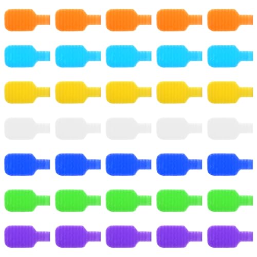 Kabeletiketten, groß, mehrfarbig, für Elektronik, Computer, Kabelmanagement und Identifizierung, verschiedene Farben, 35 Stück von Psyqtsuary
