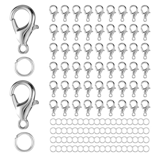 Karabinerverschlüsse und offene Binderinge, 700 Stück, Karabinerverschlüsse für Schmuckherstellung, Halskettenverschluss und Verschlüsse, DIY-Halskette, Armband, Fußkettchen, 12 mm x 6 mm Karabinerverschlüsse und offene Binderinge, 700 Stück, Karabinerverschlüsse für Schmuckherstellung, Halskettenverschluss und Verschlüsse, DIY-Halskette, Armband, Fußkettchen, 12 mm x 6 mm von Psyqtsuary