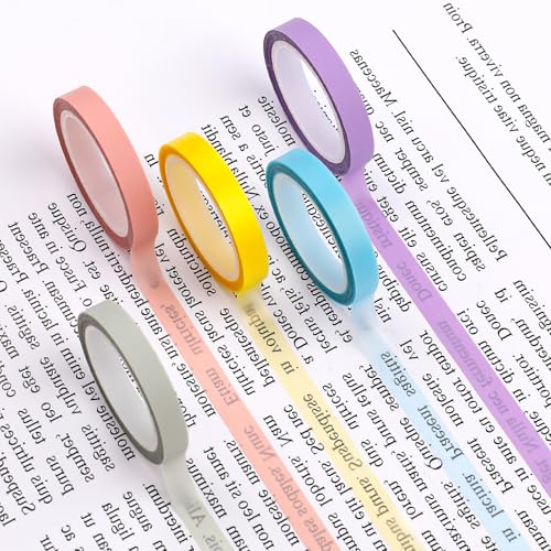 Psyqtsuary 5 Rollen Textmarker-Bänder, Abnehmbare Fluoreszierende Farbige Tags, Haftnotizen Rollen, 0,6cmX5M/Rollen, Farbiges Transparentes klebeband zum Lesen und Notizen Psyqtsuary 5 Rollen Textmarker-Bänder, Abnehmbare Fluoreszierende Farbige Tags, Haftnotizen Rollen, 0,6cmX5M/Rollen, Farbiges Transparentes klebeband zum Lesen und Notizen von Psyqtsuary