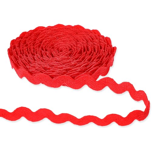 RIC Rac Trim, 5mm 27 Yards Rote Wellenförmige Geflochtene Borte Fransenbesatz Gewebte Spitze Ric Rac Band für Nähen Kleidung Kleid DIY Basteln Geschenkverpackung Hochzeit Weihnachtsfeier Dekoration RIC Rac Trim, 5mm 27 Yards Rote Wellenförmige Geflochtene Borte Fransenbesatz Gewebte Spitze Ric Rac Band für Nähen Kleidung Kleid DIY Basteln Geschenkverpackung Hochzeit Weihnachtsfeier Dekoration von Psyqtsuary