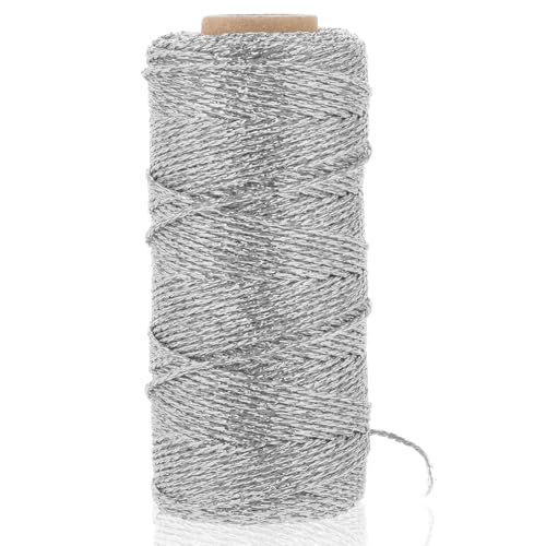 Schnur für Kunst Handwerk, 110 Yards Silber Dekorative Metallic Bäcker String Schimmer Streich bäcker Twine für Geschenk verpackung Twine String Glitter Silbers chnur für die Herstellung Schnur für Kunst Handwerk, 110 Yards Silber Dekorative Metallic Bäcker String Schimmer Streich bäcker Twine für Geschenk verpackung Twine String Glitter Silbers chnur für die Herstellung von Psyqtsuary