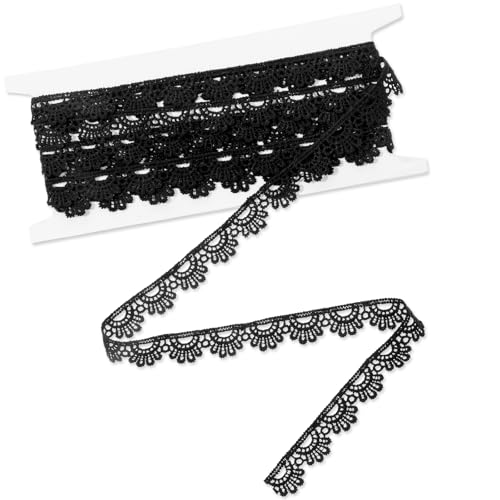 Spitzenband Schwarz, Vintage Spitzenborte Häkelspitze Spitzenstoff Gehäkelte Spitze zum NäHen Gewellte Kanten Dekoband für DIY Handwerk, Geschenkverpackungen, Scrapbooking, Hochzeit Deko von Psyqtsuary