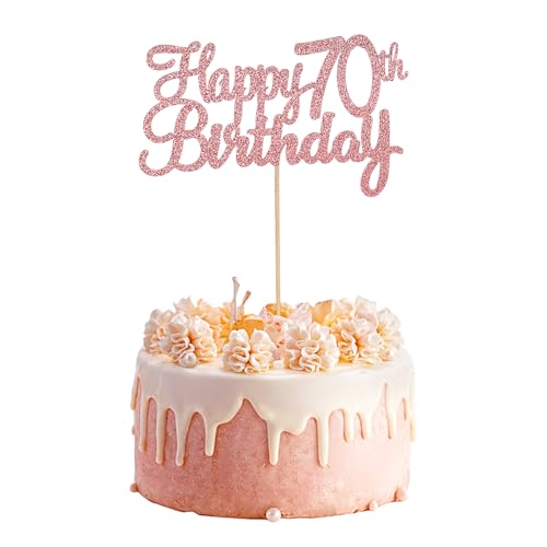 Tortenaufsatz zum 70. Geburtstag, 1 Stück, glitzernd, rotgoldfarben, "Happy Birthday"-Kuchenaufsatz zum 70. Geburtstag, Dekoration zum 70. Geburtstag, Partyzubehör Tortenaufsatz zum 70. Geburtstag, 1 Stück, glitzernd, rotgoldfarben, "Happy Birthday"-Kuchenaufsatz zum 70. Geburtstag, Dekoration zum 70. Geburtstag, Partyzubehör von Psyqtsuary