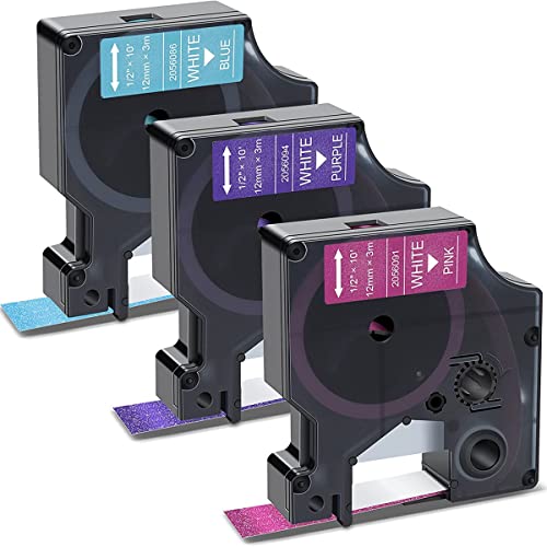 Ptdfjspt 3Er-Pack für Etikettenband WeißEr Druck auf Blau/Rosa/Lila Glitzer 12 Mm für Label Maker, Label Manager 160 280 von Ptdfjspt