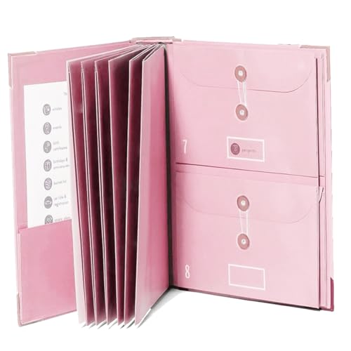 Ptdfjspt Aktenordner mit Etiketten, Süßer Papier-Organizer mit Reißverschlusstasche, Tragbarer Dokumenten-Organizer für das Home-Office, Rosa von Ptdfjspt
