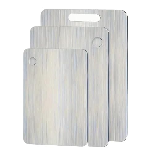 Edelstahl set 3-teilig - schneidebrett aus 304 lebensmittelechtem edelstahl - gesundes schneidebrett für küche, camping & geschenke - langlebig, hygienisch & stilvoll Edelstahl set 3-teilig - schneidebrett aus 304 lebensmittelechtem edelstahl - gesundes schneidebrett für küche, camping & geschenke - langlebig, hygienisch & stilvoll von Ptrin