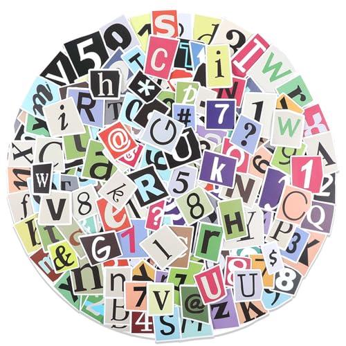 200 Stück Selbstklebende Buchstaben Aufkleber Vintage Sticker Vinyl Klebebuchstaben Wetterfest Alphabet Aufkleber Wasserdicht Buchstaben Nummern aufkleber Journaling Supply für Scrapbook DIY Grußkarte von Ptwola
