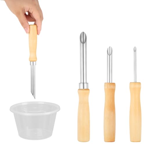 3 x Strohstanzer für Kunststoffdeckel, Limonadenlocher, Limonade, Tasse, Deckelloch für Strohhalm, Edelstahl, rund, Tonlochschneider, Holzgriff, Tonwerkzeug für Limonade, Ständer, Zubehör, Bohren 3 x Strohstanzer für Kunststoffdeckel, Limonadenlocher, Limonade, Tasse, Deckelloch für Strohhalm, Edelstahl, rund, Tonlochschneider, Holzgriff, Tonwerkzeug für Limonade, Ständer, Zubehör, Bohren von Ptwola