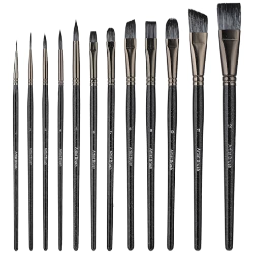 Ptwola 12 Stück Pinselset Acrylfarben Synthetisches Künstlerpinsel für Aquarell Öl Gouache Steinmalerei kein Haarverlust Acry Pinsel Steinmalerei Nagelpinsel Wasserfarben Anfänger Gemälde Liebhaber Ptwola 12 Stück Pinselset Acrylfarben Synthetisches Künstlerpinsel für Aquarell Öl Gouache Steinmalerei kein Haarverlust Acry Pinsel Steinmalerei Nagelpinsel Wasserfarben Anfänger Gemälde Liebhaber von Ptwola