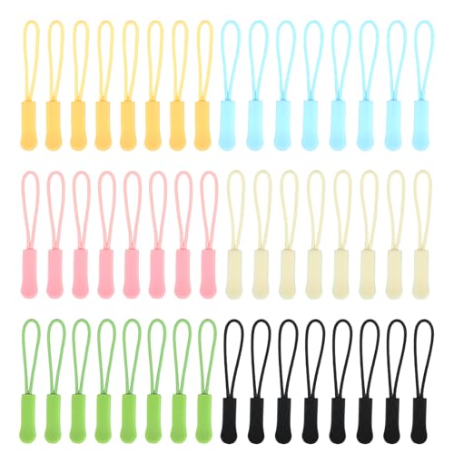 Ptwola 120 Stück Reißverschluss Verlängerung Zipper Pulls 6 Farben Nylon Ersatzzipper Reißverschluss Anhänger für Taschen, Rucksäcke, Jacken, Geldbörsen, Handtaschen, Sweatshirts von Ptwola