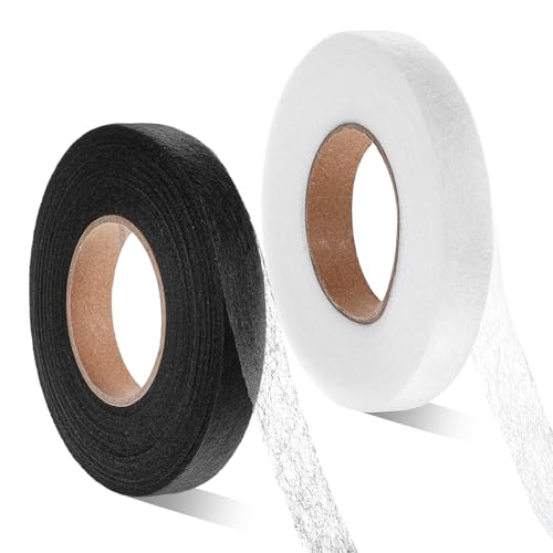 Ptwola 2 Rollen Saumband zum Aufbügeln 1,5 cm x 64 m Bügelband Saumband Bügelvlies Selbstklebend Waschfest Nahtband für Bastelprojekte, Vorhänge, Hosen, Kleidung von Ptwola