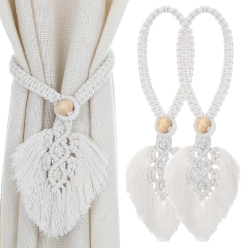 Ptwola 2 Stück Vorhang Raffhalte Boho Vorhanghalter Handgestrickt Gardinenhalter Schnallen Raffhalter Verstellbar mit Holzperle für Zuhause Dekorative Bohemian-Accessoires für drinnen und draußen Ptwola 2 Stück Vorhang Raffhalte Boho Vorhanghalter Handgestrickt Gardinenhalter Schnallen Raffhalter Verstellbar mit Holzperle für Zuhause Dekorative Bohemian-Accessoires für drinnen und draußen von Ptwola