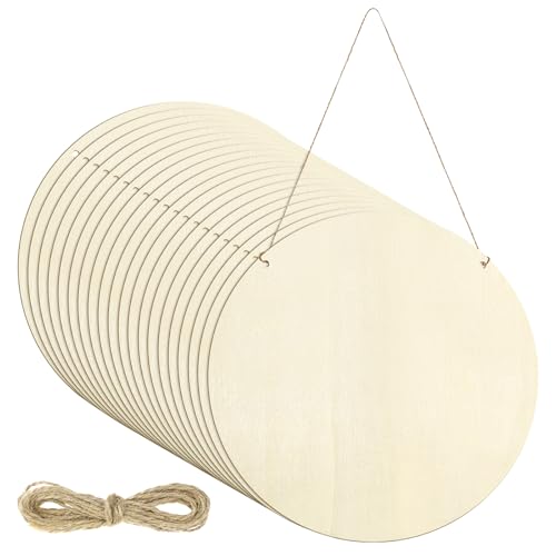Ptwola 20 Stück Holzkreise, 30,5 cm, unlackiert, blanko, Holz-Türaufhänger, Schild, runde Spanplatte zum Malen, Beizen, Basteln, Untersetzer, Dekoration, Zuhause, Tür, Design, Dekorationen von Ptwola