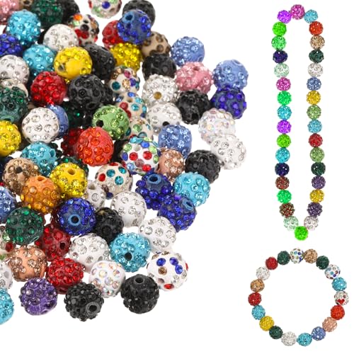 Ptwola 450 Stück 10 mm Strassperlen zum Basteln von Schmuckherstellung, glitzernde Kristall-Discokugel-Ton-Perlen, bunt, glänzend, rund, Baseball-Perlen für DIY-Armbänder, Halsketten, Ohrringe Ptwola 450 Stück 10 mm Strassperlen zum Basteln von Schmuckherstellung, glitzernde Kristall-Discokugel-Ton-Perlen, bunt, glänzend, rund, Baseball-Perlen für DIY-Armbänder, Halsketten, Ohrringe von Ptwola