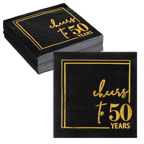 Ptwola 50 Stück Lustige Cocktail-Servietten "Cheers to 50 Years", Einwegservietten Barpartys Papierservietten Dekoration für Hochzeiten, Jahrestage, Partys, Geburtstag Ptwola 50 Stück Lustige Cocktail-Servietten "Cheers to 50 Years", Einwegservietten Barpartys Papierservietten Dekoration für Hochzeiten, Jahrestage, Partys, Geburtstag von Ptwola