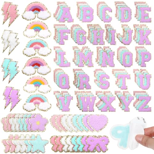 Ptwola Chenille-Patches, selbstklebend, für Kleidung, A-Z, Varsity-Buchstaben, Aufkleber, adretter Blitz-Stern, Herz, Regenbogen, niedlich, bestickt, für Hüte, Rucksäcke, Jacken, 152 Stück Ptwola Chenille-Patches, selbstklebend, für Kleidung, A-Z, Varsity-Buchstaben, Aufkleber, adretter Blitz-Stern, Herz, Regenbogen, niedlich, bestickt, für Hüte, Rucksäcke, Jacken, 152 Stück von Ptwola