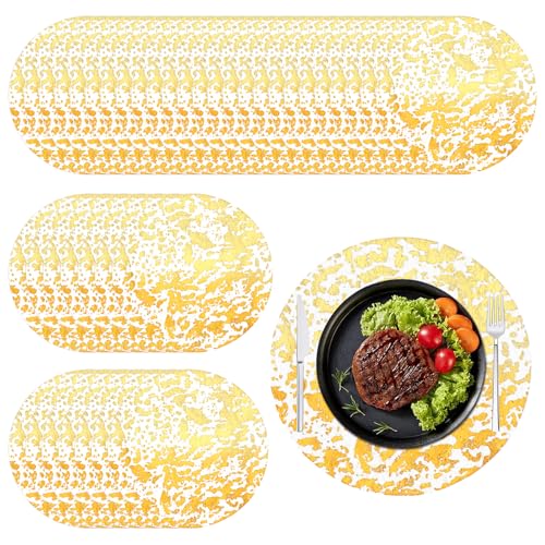 Ptwola Einweg-Tischsets, rund, 33 cm, Metallfolie, Netzstoff, gepresste Schnur, dünne dekorative Deckchen für Esszimmer, Hochzeit, Urlaub, Geburtstag, Party, Weihnachtsdekoration, 100 Stück Ptwola Einweg-Tischsets, rund, 33 cm, Metallfolie, Netzstoff, gepresste Schnur, dünne dekorative Deckchen für Esszimmer, Hochzeit, Urlaub, Geburtstag, Party, Weihnachtsdekoration, 100 Stück von Ptwola