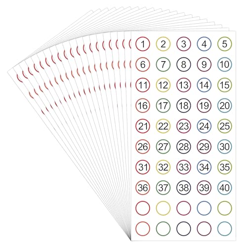 Ptwola Zahlenaufkleber 1–40 1000 Stück 20 Blatt Entfernbare Nummer Aufkleber Kleine Selbstklebende Farbige Aufkleber für Büro, Klassenzimmer, Organisation der Inventaraufbewahrung Ptwola Zahlenaufkleber 1–40 1000 Stück 20 Blatt Entfernbare Nummer Aufkleber Kleine Selbstklebende Farbige Aufkleber für Büro, Klassenzimmer, Organisation der Inventaraufbewahrung von Ptwola