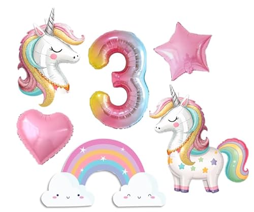 PtyPop 7 Stück Einhorn Deko Kindergeburtstag Mädchen 3 4 5 6 Jahre, Einhorn Folienballon Regenbogen Herzluftballons, Einhorn Luftballon Stehend, Einhorn Kindergeburtstag Decorations Party Deko PtyPop 7 Stück Einhorn Deko Kindergeburtstag Mädchen 3 4 5 6 Jahre, Einhorn Folienballon Regenbogen Herzluftballons, Einhorn Luftballon Stehend, Einhorn Kindergeburtstag Decorations Party Deko von PtyPop