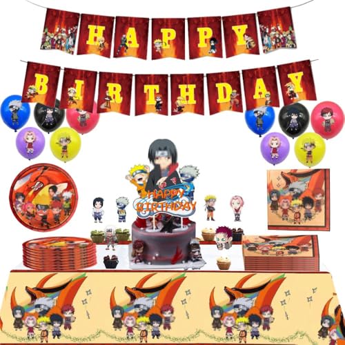 Geburtstag party set Geburtstagsdeko Pappteller Servietten Kindergeburtstag Geburtstag Deko Ballon Banner Tischdecke Happy Birthday Tortendeko,Geeignet für 10 Personen Partygeschirr (A) von Ptydecta