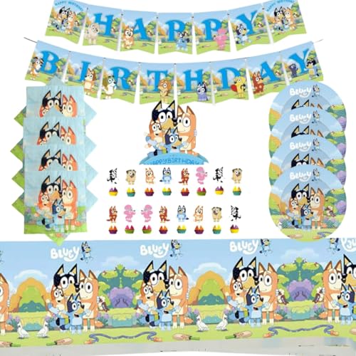 Ptydecta 67 Stücke Dekoration für den geburtstag teiliges Partygeschirr für Kinder geburtstage,Tischdecken, Handtücher, Teller, Karten, große Karte,Banner (D) von Ptydecta
