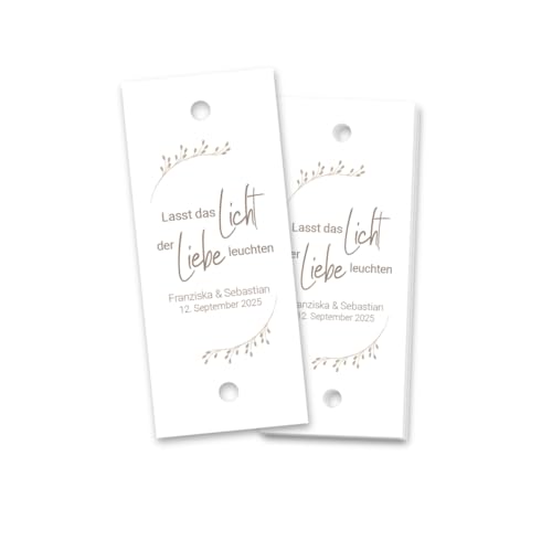 PuK Wunderkerzenschilder Hochzeitsfeier | Hochzeitsdeko Anhänger für Wunderkerzen Knicklichter | Hochzeit Dekoration | Etiketten Wunderkerzen Hochzeit Feier Party (03, Personalisiert) von PuK Krämmer GmbH