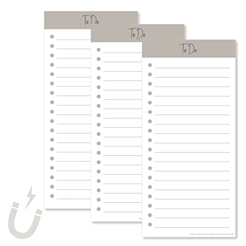 PuK To Do Block magnetisch 3 Stück | 50 Blatt zum Abreißen | 21 x 9,9 cm | wahlweise magnetisch | ToDo-Listen zum Abhaken | Schlichter Planer für Alltag oder Büro | Notizblock, Tagesplaner von PuK Krämmer GmbH