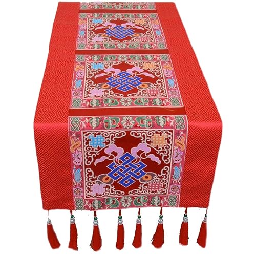 Buddhistische Tischdecke, Schrein-Tuch, 95 cm, Tischset im tibetischen Ethno-Stil mit klassischer Heimstoffdekoration im Zen-Stil von PuLAif