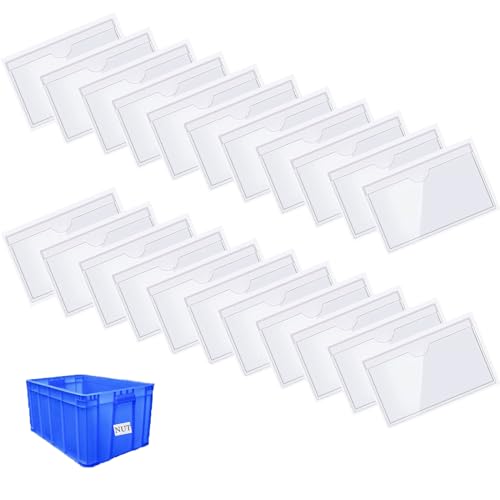 20 Stück Visitenkartentaschen Selbstklebend, Wasserfest Visitenkarten Taschen, Transparent Beschriftungsfenster Visitenkartenhüllen Kleben Sichthüllen für Büro Zuhause Schule(Size:8.5 * 6CM) von PuPLum