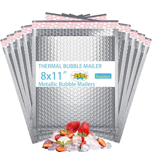 PUAISHIYE Isolierte Versandtaschen, 20,3 x 27,9 cm, wasserdicht und langlebig, selbstverschließende Umschläge für Lebensmittel, Kosmetik, Gesundheitsprodukte, manipulationssichere Kaltverpackung, 25 PUAISHIYE Isolierte Versandtaschen, 20,3 x 27,9 cm, wasserdicht und langlebig, selbstverschließende Umschläge für Lebensmittel, Kosmetik, Gesundheitsprodukte, manipulationssichere Kaltverpackung, 25 von Puaishiye