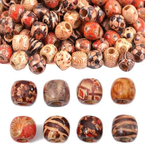Holzperlen, 12 mm, rund, natürlich bedruckt, Makramee, großes Loch, verschiedene Muster, lose Abstandshalter, Haarzopf, Holzperlen für DIY-Schmuckherstellung, Armband, Halskette, Haar, DIY-Dekoration Holzperlen, 12 mm, rund, natürlich bedruckt, Makramee, großes Loch, verschiedene Muster, lose Abstandshalter, Haarzopf, Holzperlen für DIY-Schmuckherstellung, Armband, Halskette, Haar, DIY-Dekoration von Pubiao