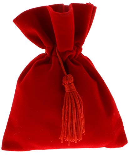 Publilancio srl 12 Stück Luxus Confetti Beutel für Abschlussfeier, 8 x 10 cm, Rot, Samt mit Quaste von Publilancio srl