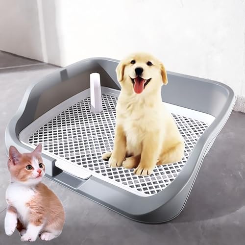 Pucaru Abnehmbare Hundetoilette aus Netzstoff, 3-seitig Erhöhter Zaun, Hundeklo mit Abnehmbaren Pfosten, für Welpen und Kätzchen (Color : Grey) von Pucaru