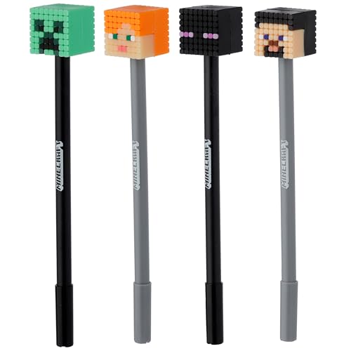 Puckator Minecraft feine Spitze Kugelschreiber Kuli Creeper, Minecraft-Gesichter, Minecraft-Figuren Schreibwaren, Schulbedarf, Stifte, Zeichnen, Schreiben für Kinder Erwachsene von Puckator