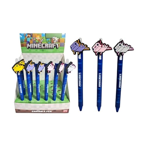 Puckator Unkredible radierbarer Stift mit PVC-Minecraft-Aufsatz, cooler, niedlicher, ästhetischer Schulbedarf, radierbare Gelschreiber, Stift mit Radiergummi, für Kinder, Büro, Schreiben, Zeichnen Puckator Unkredible radierbarer Stift mit PVC-Minecraft-Aufsatz, cooler, niedlicher, ästhetischer Schulbedarf, radierbare Gelschreiber, Stift mit Radiergummi, für Kinder, Büro, Schreiben, Zeichnen von Puckator