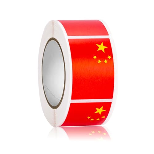 Puco 250/500 Stück China Flagge Aufkleber Herz Siegel Etiketten Geschenkverpackung Etiketten Aufkleber für Geschenktüte Rot Umschlag Einladungen von Puco