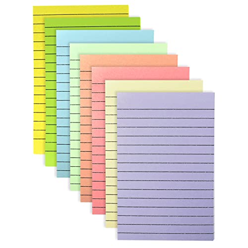 Haftnotizen, 400 Blatt Linierte Haftnotizen, 8 Farben Selbstklebende Klebezettel 100 x 150 mm Bunte Sticky Notes für Büro Zuhause Schule Sitzung von Puedno