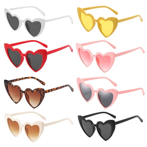 Puedno 8 Stück Herz Sonnenbrille, Vintage Damen Herzbrille, Herzform Brille Party Brille, Herz Sonnenbrillen Set für Damen Frauen Puedno 8 Stück Herz Sonnenbrille, Vintage Damen Herzbrille, Herzform Brille Party Brille, Herz Sonnenbrillen Set für Damen Frauen von Puedno