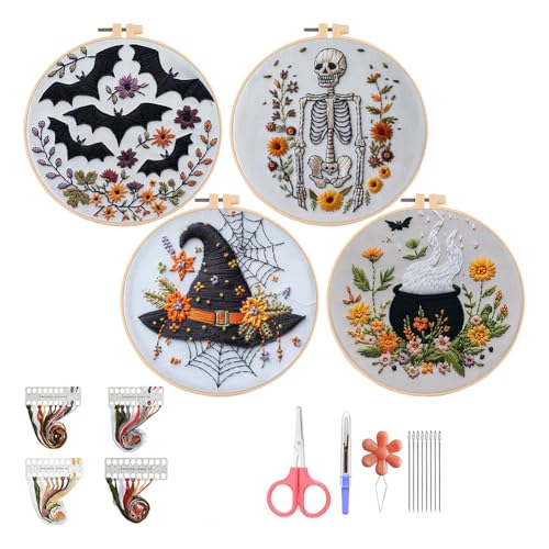 Pufei Halloween Stickerei Kit Stickerei Vorräte gestempeltes Kreuzstich -Kit für Erwachsene Anfänger Starter von Pufei