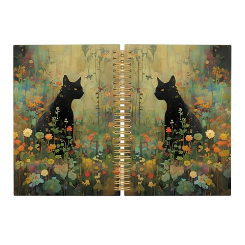 Pugwak Notizbuch mit schwarzer Katze, Retro, Cottagecore, Blumenmuster, College, liniert für Arbeit, Schule, Geschenke für Katzenliebhaber, Frauen, Katzen-Bürobedarf, Hardcover-Spiralbuch, 14 x 21 cm Pugwak Notizbuch mit schwarzer Katze, Retro, Cottagecore, Blumenmuster, College, liniert für Arbeit, Schule, Geschenke für Katzenliebhaber, Frauen, Katzen-Bürobedarf, Hardcover-Spiralbuch, 14 x 21 cm von Pugwak