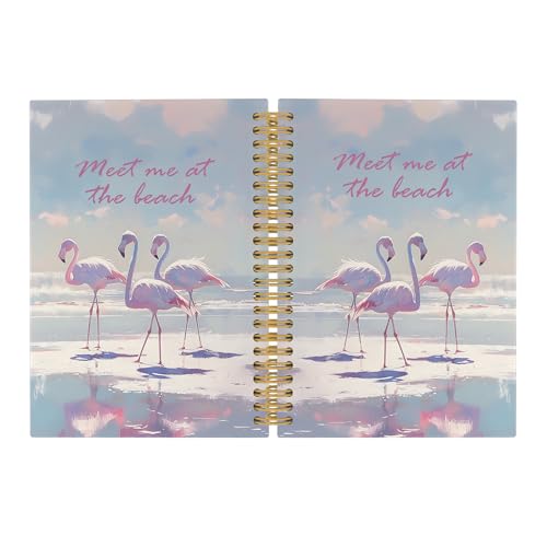 Pugwak Strand-Flamingo-Notizbuch, "Meet Me at the Beach Ocean", College, liniert für Arbeit, Schule, rosa Flamingo, Geschenke für Frauen, Bürobedarf, Hardcover-Spiralnotizbuch, 14 x 21 cm Pugwak Strand-Flamingo-Notizbuch, "Meet Me at the Beach Ocean", College, liniert für Arbeit, Schule, rosa Flamingo, Geschenke für Frauen, Bürobedarf, Hardcover-Spiralnotizbuch, 14 x 21 cm von Pugwak