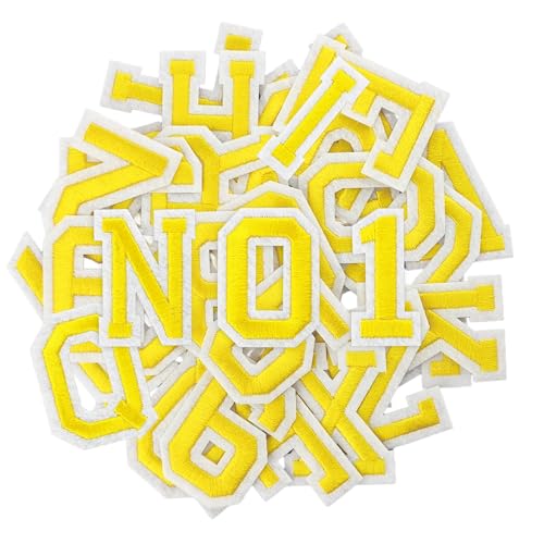 Puideon 108 Stück Aufnäher zum Aufbügeln mit Buchstaben und Zahlen, gelb, Alphabet, bestickt, A-Z, Zahlen 0–9, Applikation für Kleidung, Kleid, Hut, Socken, Jeans, DIY-Zubehör Puideon 108 Stück Aufnäher zum Aufbügeln mit Buchstaben und Zahlen, gelb, Alphabet, bestickt, A-Z, Zahlen 0–9, Applikation für Kleidung, Kleid, Hut, Socken, Jeans, DIY-Zubehör von Puideon