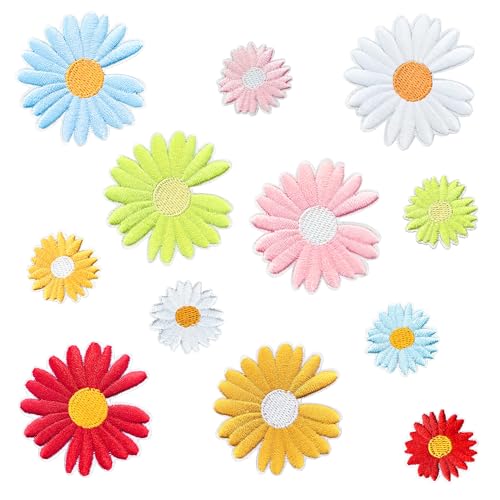 Puideon 12 Stück 6 Größen Gänseblümchen zum Aufbügeln, mehrfarbige Blumen-Aufnäher zum Aufnähen auf Stickerei-Applikation für selbstgemachte Dekoration, Kleidung, Hüte, Jacken, Rucksäcke, Jeans Puideon 12 Stück 6 Größen Gänseblümchen zum Aufbügeln, mehrfarbige Blumen-Aufnäher zum Aufnähen auf Stickerei-Applikation für selbstgemachte Dekoration, Kleidung, Hüte, Jacken, Rucksäcke, Jeans von Puideon