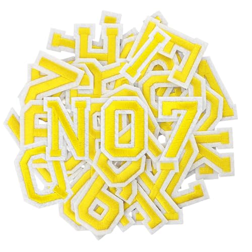 Puideon 36 Stück Aufnäher zum Aufbügeln mit Buchstaben und Zahlen, gelb, Alphabet, bestickt, A-Z, Zahlen 0–9, Applikation für Kleidung, Kleid, Hut, Socken, Jeans, DIY-Zubehör Puideon 36 Stück Aufnäher zum Aufbügeln mit Buchstaben und Zahlen, gelb, Alphabet, bestickt, A-Z, Zahlen 0–9, Applikation für Kleidung, Kleid, Hut, Socken, Jeans, DIY-Zubehör von Puideon